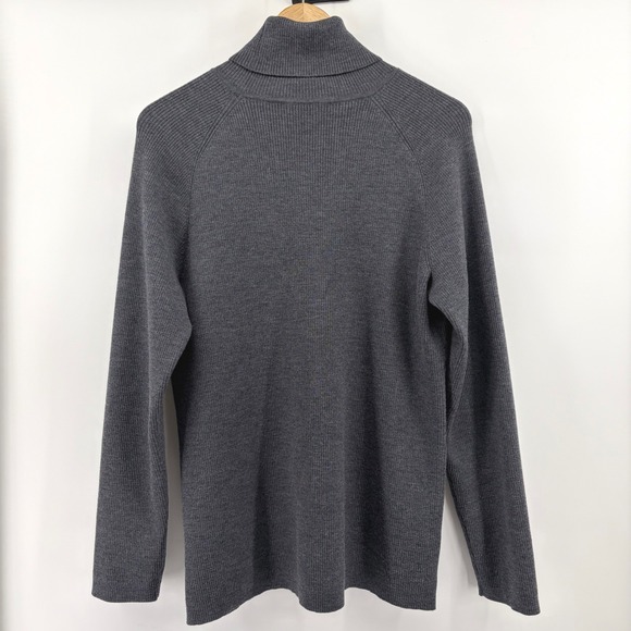 Tory Burch Gray‎ Ribbed Merino WOOL Blend Turtleneck Sweater Women's Size M - Picture 3 of 8